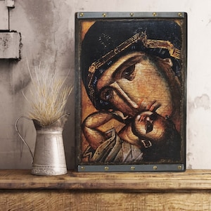 Virgin Mary, detail, Handmade Wooden Byzantine Icons, Greek Orthodox Icons, Religious Icons, Christian Icons, Religious Gifts,Christian Gift