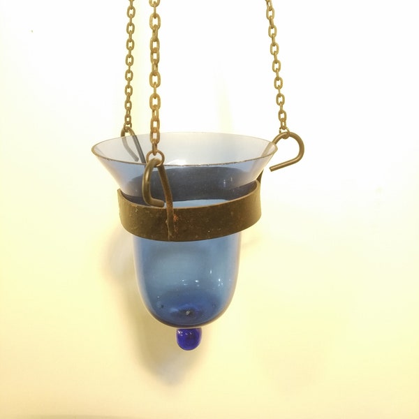 Christian Glass Hanging Oil Cantle , Prayer Hanging Oil Lamp, Orthodox Oil Candle with glass cup, religious art