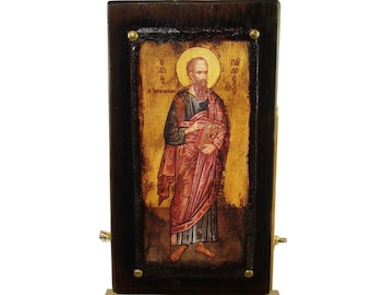 Handmade Saint Paul Byzantine Icon: Orthodox Christian Gift