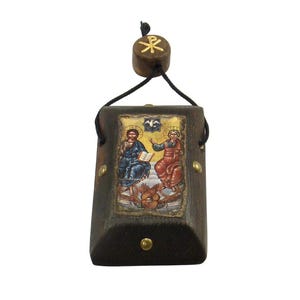 Handmade Holy Trinity Byzantine Icon: Greek Orthodox Religious Gift