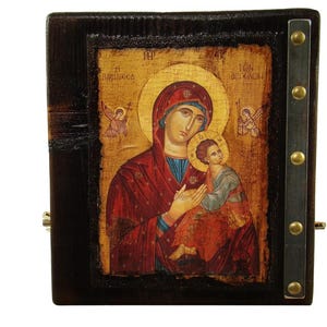 Virgin Mary Lady of Angels, Handmade Wooden Byzantine Icons, Greek Orthodox Icons, Religious Icons, Christian Icons, Religious Gifts