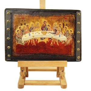 The Last Supper, Handmade Wooden Byzantine Icon, Greek Orthodox Icons, Christian Gifts, Religious Icons, Housewarming Gifts
