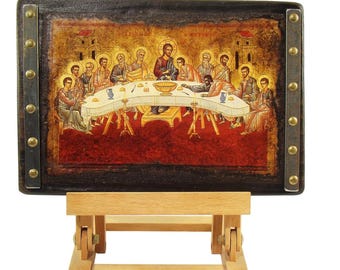 The Last Supper, Handmade Wooden Byzantine Icon, Greek Orthodox Icons, Christian Gifts, Religious Icons, Housewarming Gifts