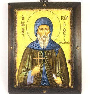 Handmade Saint George Byzantine Icon: Greek Orthodox Religious Art
