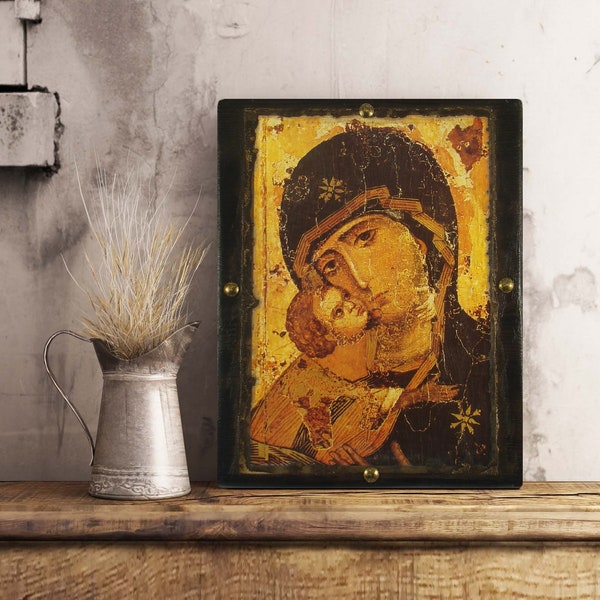 Virgin of Vladimir Handmade Byzantine Icon | Russian  Orthodox Icon | religious gifts | Christian art