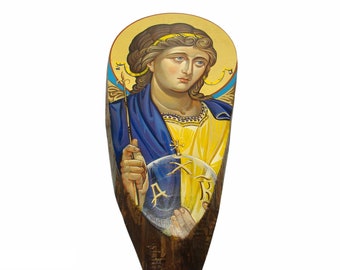 Archangel Gabriel handpainted Byzantine icon, Greek Orthodox icons, religious gifts, religious art