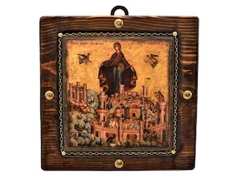 Handgemachte byzantinische Ikone der Akathist-Hymne, Theotokos, griechisch-Orthodoxe Kunst