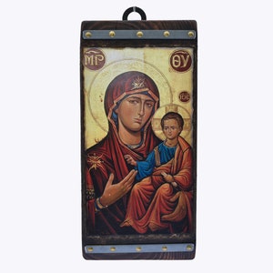 Virgin Mary, Handmade Wooden Byzantine Icons, Greek Orthodox Icons, Religious Icons, Christian Icons, Religious Gifts, Housewarming Gifts