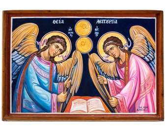 Archangels, Τhe Divine Liturgy  hand painted Byzantine icon | Unique icon