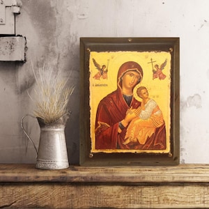 Virgin Mary the Immaculate, Handmade Wooden Byzantine Icons, Greek Orthodox Icons, Religious Icons, Christian Icons, Religious Gifts