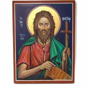 Saint Alexios, Man of God, hand painted Byzantine icon, religious gifts, Greek Orthodox icons, Christian art
