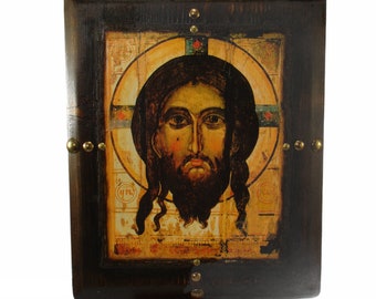 Handmade Wooden Byzantine Icon: The Holy Mandylion, Christ's Face
