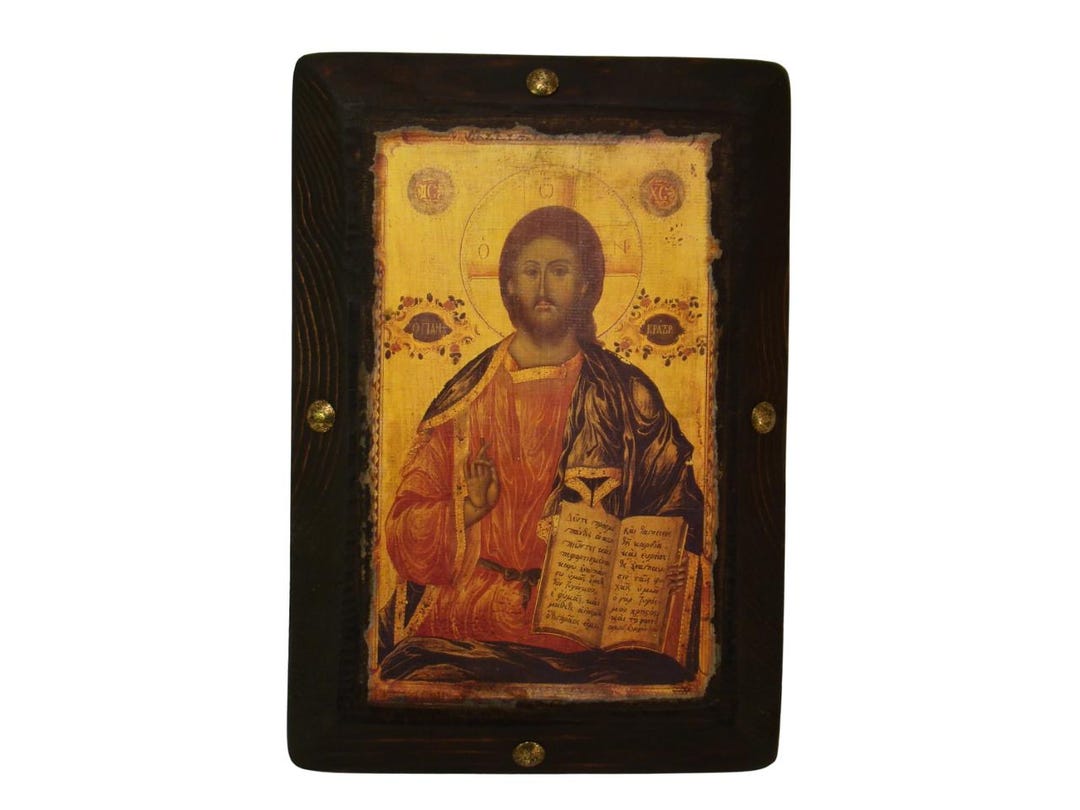 Handmade Jesus Christ Icon: Byzantine Greek Orthodox Religious Art ...