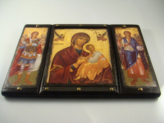 【30cm】 3枚セット ヴィンテージ イコン画 イタリア 木製画 宗教画 板画 30cm】 3枚セット ヴィンテージ イコン画 イタリア 木製画 宗教画 板画