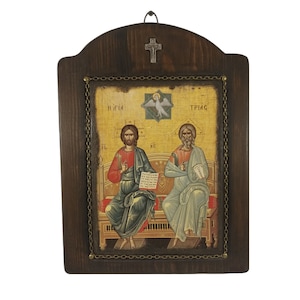 Τhe Holy Trinity, Handmade Wooden Byzantine Icons, Greek Orthodox Icons, Religious Icons, Christian icons, Religious gifts