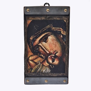 Virgin Mary, detail, Handmade Wooden Byzantine Icons, Greek Orthodox Icons, Religious Icons, Christian Icons, Religious Gifts