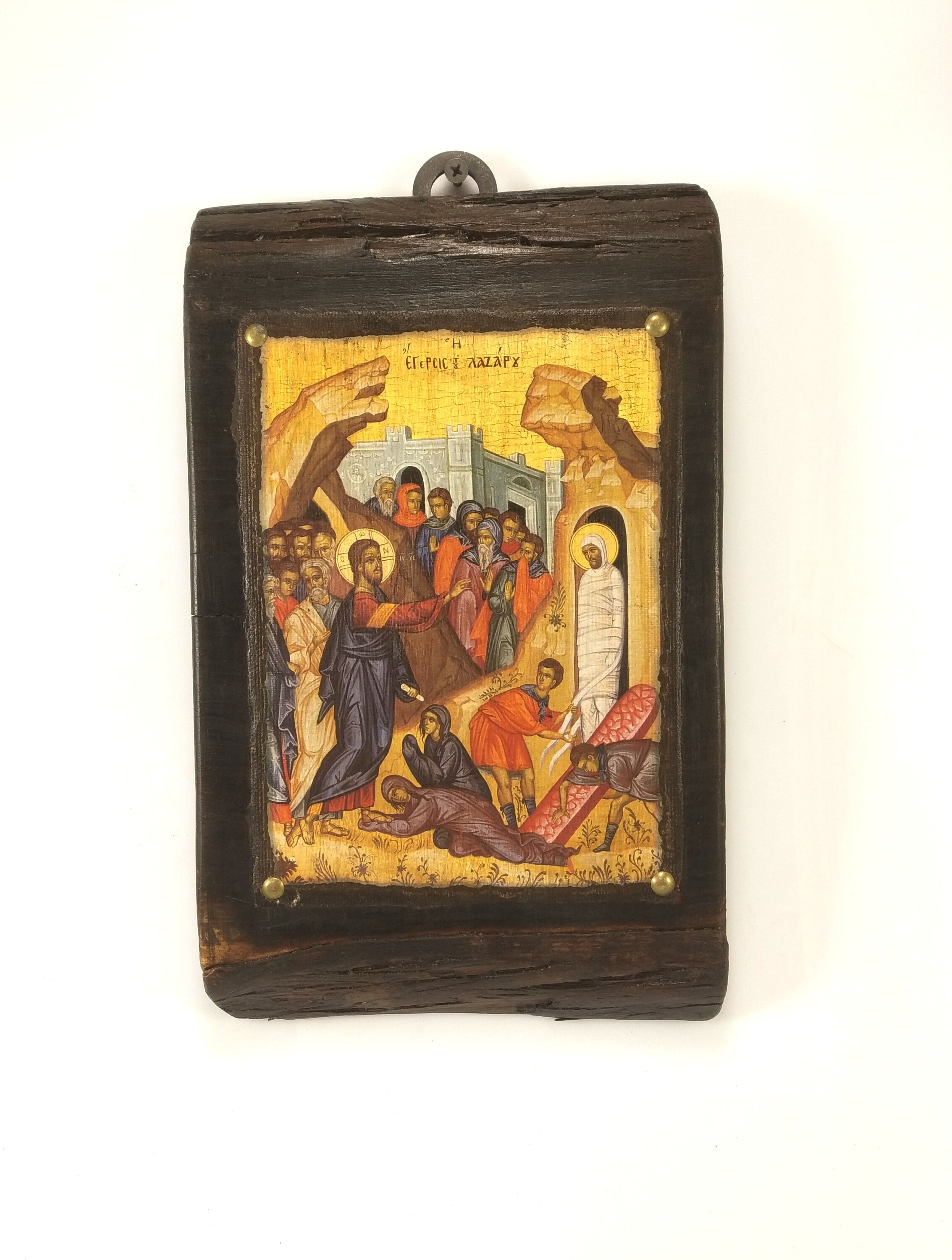 手作りのラザロの復活イコン：ギリシャ正教ビザンチン美術