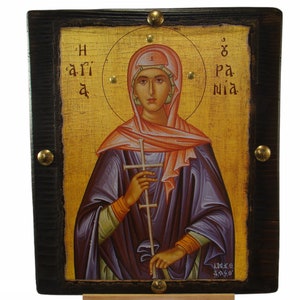 Saint Ourania, Handmade Wooden Byzantine Icon, Greek Orthodox Icons, Christian Gifts, Religious Icons, Housewarming Gifts, Wall Hanging Art