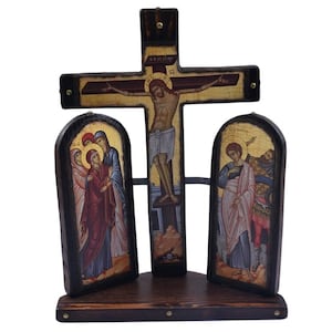 Crucifixion of Jesus Christ handmade wooden Iconostasis, Orthodox icons, Christian icons, religious art