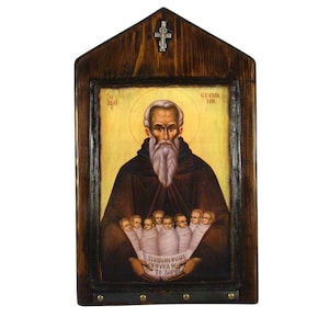 Saint Stylianos Icon: Handmade Wooden Byzantine Icon, Protector of Children