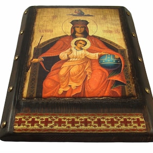 The sovereign icon of the Mother of God Russian icon, Handmade Wooden Byzantine Icons, Greek Orthodox Icons, Religious Icons,Christian Icons
