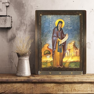 Saint Gerasimus of Kefalonia, Handmade Wooden Byzantine Icon, Greek Orthodox Icons, Christian Gifts, Religious Icons, Housewarming Gifts
