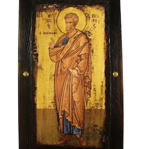 Saint Peter the Apostle, Handmade Wooden Byzantine Icon, Greek Orthodox Icons, Christian Gifts, Religious Icons, Housewarming Gifts