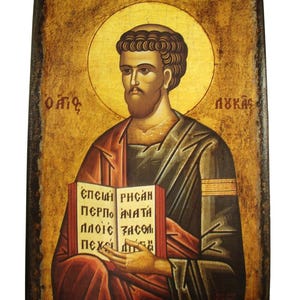Saint  Luke the Evangelist, Handmade Wooden Byzantine Icon, Greek Orthodox Icons, Religious Icons, Christan Gifts, Housewarming Gifts