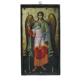 Archangel Gabriel handmade wooden Byzantine icon, Christian gift, Orthodox icons