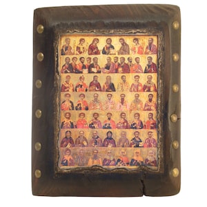 The Great Deisis of Saints  Byzantine Icon, Handmade Wooden Byzantine Icon, Greek Orthodox Icons, Christian Gifts, Religious Icon