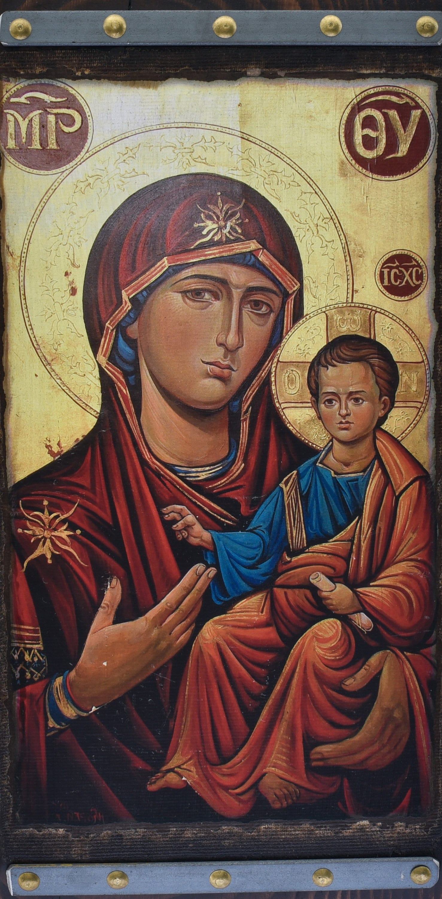 Our Lady Of Ostrabrama Icon - Greek Orthodox Byzantine Art | Handmade On Natural Solid Carved Wood