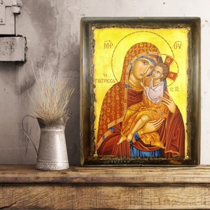 Handmade Our Lady The Healer Byzantine Icon - Greek Orthodox Art