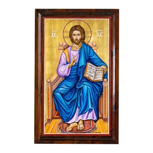 Jesus Crist Enthroned,  hand painted icon Byzantine icon | Christian art |  Greek Orthodox icons
