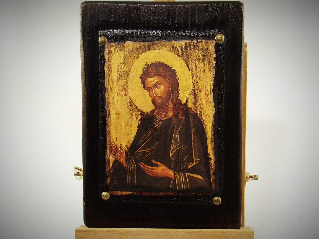Saint John the Baptist Deesis, Handmade Wooden Byzantine Icon, Orthodox ...