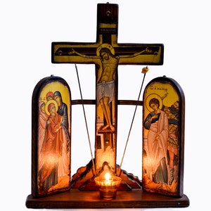 Crucifixion of Jesus Christ handmade wooden  Iconostasis, Orthodox icons, Byzantine icons, Christian art, religious art