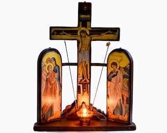 Crucifixion of Jesus Christ handmade wooden  Iconostasis, Orthodox icons, Byzantine icons, Christian art, religious art
