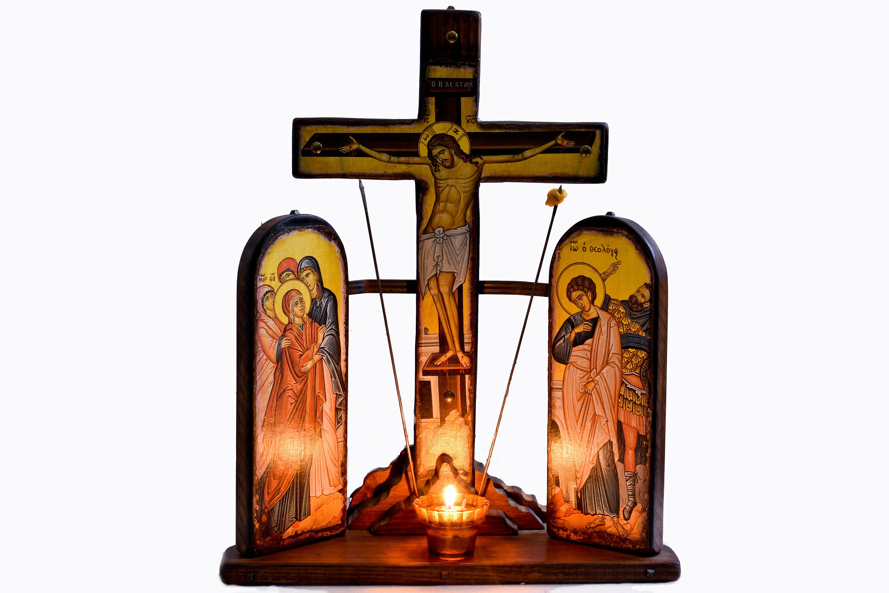 Crucifixion of Jesus Christ handmade wooden  Iconostasis, Orthodox icons, Byzantine icons, Christian art, religious art