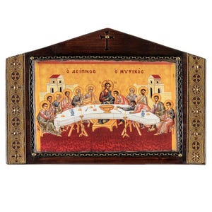 The Last Supper, Handmade Wooden Byzantine Icon, Greek Orthodox Icons, Christian Gifts, Religious Icons, Housewarming Gifts