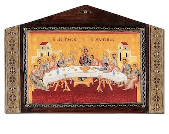 The Last Supper, Handmade Wooden Byzantine Icon, Greek Orthodox Icons, Christian Gifts, Religious Icons, Housewarming Gifts
