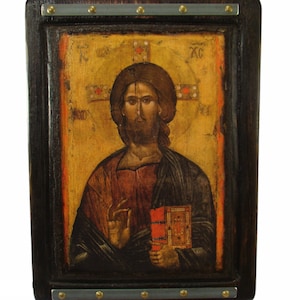 Jesus Christ Pantocrator, Handmade Wooden Byzantine Icons, Greek Orthodox Icons, Religious Icons, Christian Icons, Religious Gifts