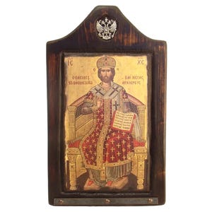 Jesus Christ Enthroned Blessing, Handmade Wooden Byzantine Icons, Greek Orthodox Icons, Religious Icons, Christian Icons, Religious Gifts