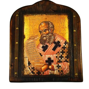 Saint Athanasios the Great, Handmade Wooden Byzantine Icon, Greek Orthodox Icons, Christian Gifts, Religious Icons, Housewarming Gifts