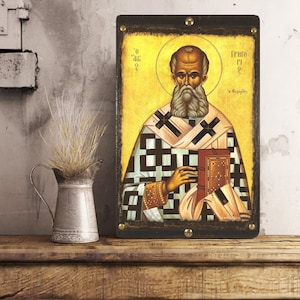 St Gregory the Theologian, Handmade Wooden Byzantine Icon, Greek Orthodox Icons, Religious Gifts, Christian Icons, Housewarming Gifts