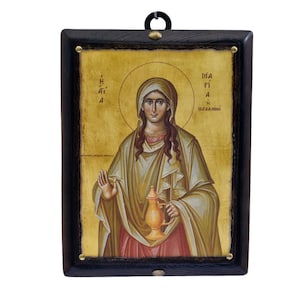 Saint Mary Magdalene, Handmade Wooden Byzantine Icon, Greek Orthodox Icons, Christian Gifts, Religious Icons, Housewarming Gifts