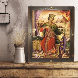 Saint Catherine, Handmade Wooden Byzantine Icon, handmade  Byzantine icon, Greek Orthodox icons, Christian gifts, Housewarming Gift