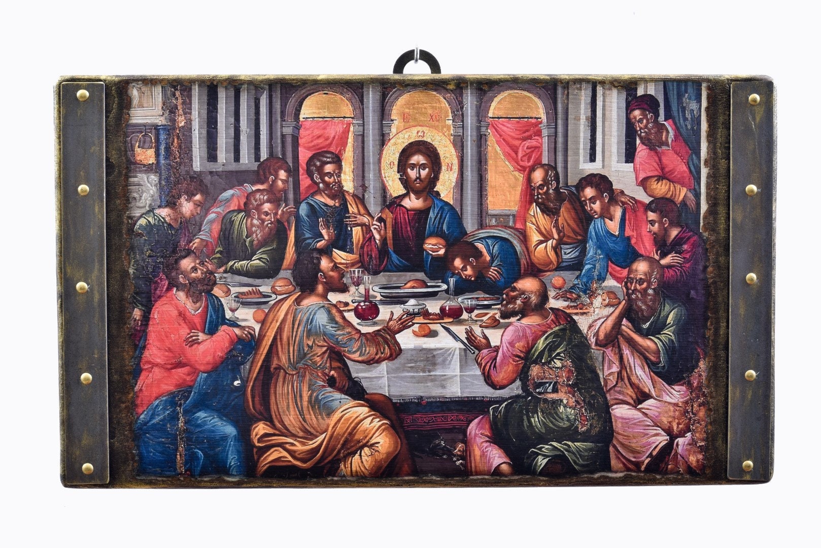 The Last Supper, Handmade Wooden Byzantine Icon, Greek Orthodox Icons, Christian Gifts, Religious Icons, Housewarming Gifts