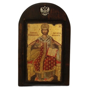 Jesus Christ  Pantocrator enthroned Blessing, Handmade Wooden Byzantine Icons, Greek Orthodox Icons, Religious Icons, Christian Icons