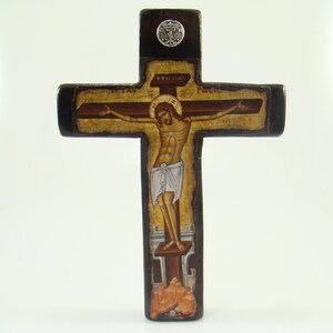 Christs Crucifixion handmade wooden cross, Byzantine icon | Greek Orthodox icons |  Christian icons