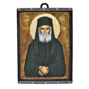 Saint Paisios, Handmade wooden Byzantine icon, Greek Orthodox icon, Orthodox icons, Christian Gift, Housewarming Gifts, Wall Hanging Art