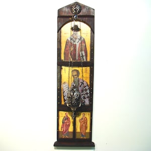 St. Nicolas - St. Alexander and Apostles Peter & Paul handmade Byzantine Iconostasis, Orthodox  Icons, Christian art